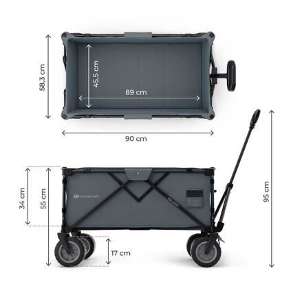 KINDERKRAFT - Carrello da trasporto pieghevole WAGON ROLLSTER grigio