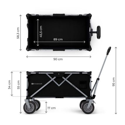 KINDERKRAFT - Carrello pieghevole WAGON ROLLSTER nero