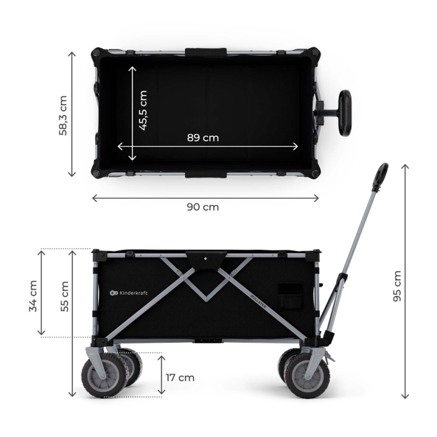 KINDERKRAFT - Carrello pieghevole WAGON ROLLSTER nero