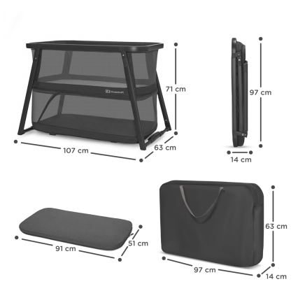 KINDERKRAFT - Culla da viaggio 4in1 SOFI PLUS grigio scuro