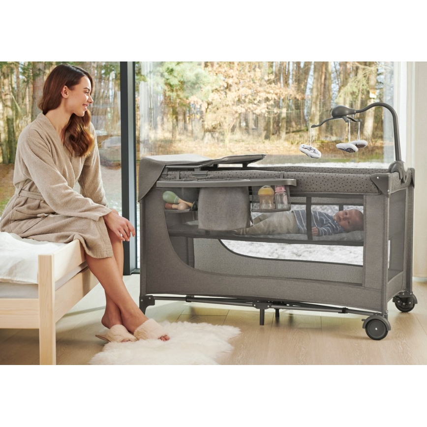 KINDERKRAFT - Culla da viaggio JOY 2 con accessori grigio
