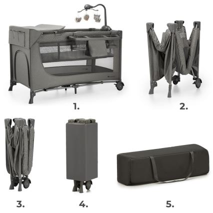 KINDERKRAFT - Culla da viaggio JOY 2 con accessori grigio