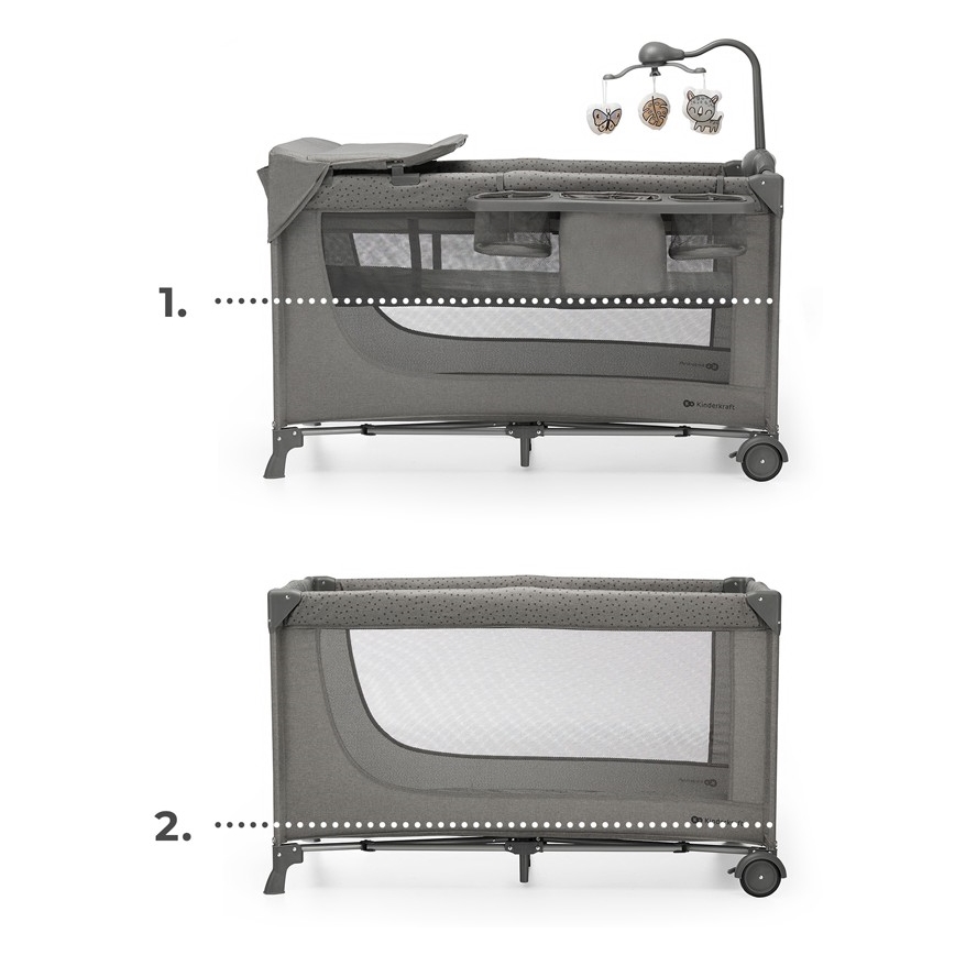 KINDERKRAFT - Culla da viaggio JOY 2 con accessori grigio
