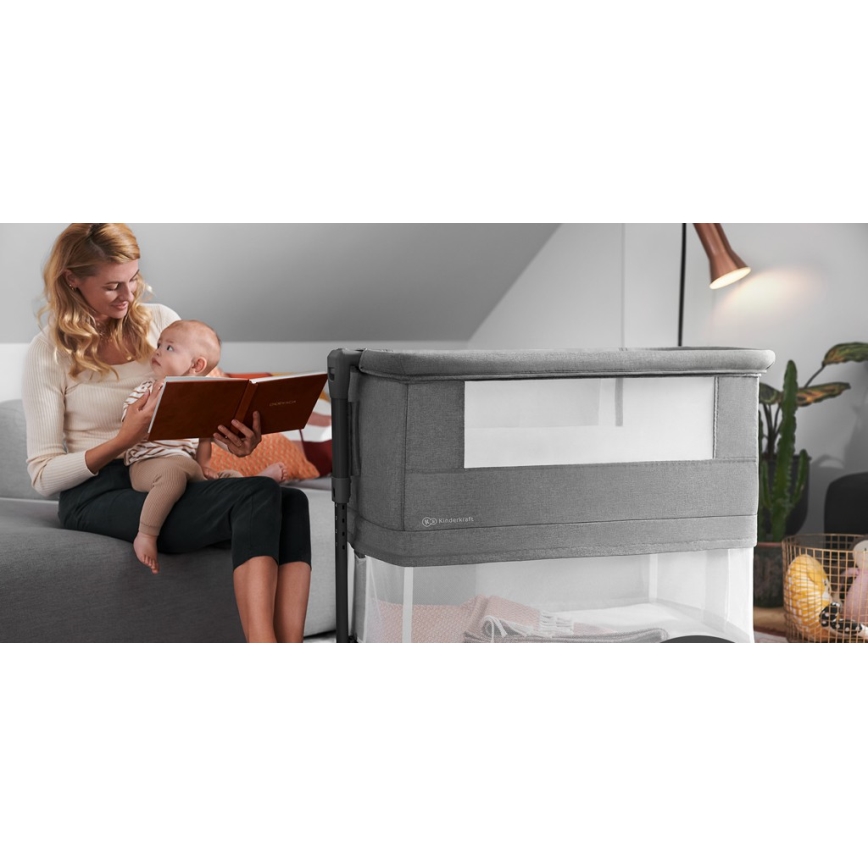 KINDERKRAFT - Culla per bambini NESTE GROW grigio scuro
