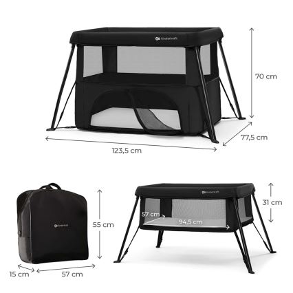 KINDERKRAFT - Lettino da viaggio 3 in 1 CAMI nero