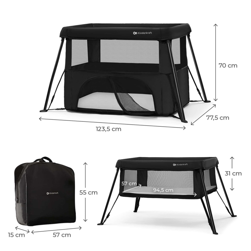 KINDERKRAFT - Lettino da viaggio 3 in 1 CAMI nero