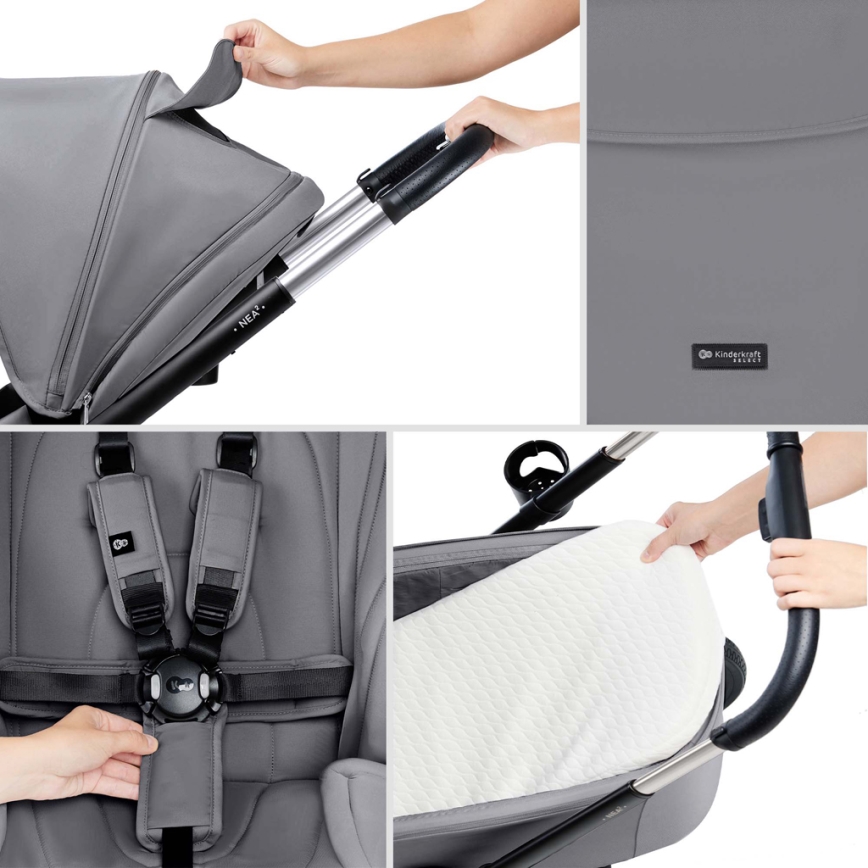 KINDERKRAFT - Passeggino combinato 2in1 NEA 2 Platinum grigio
