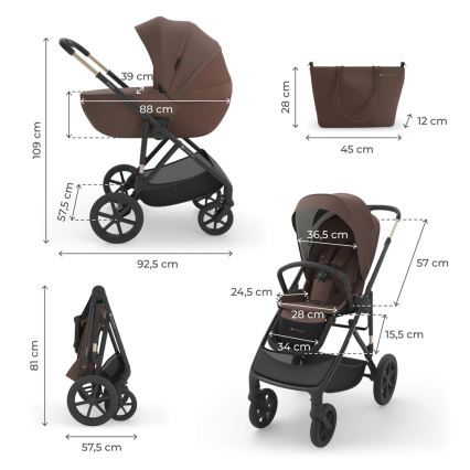 KINDERKRAFT - Passeggino combinato 3 in 1 PRIME 3 Velvet Mocca