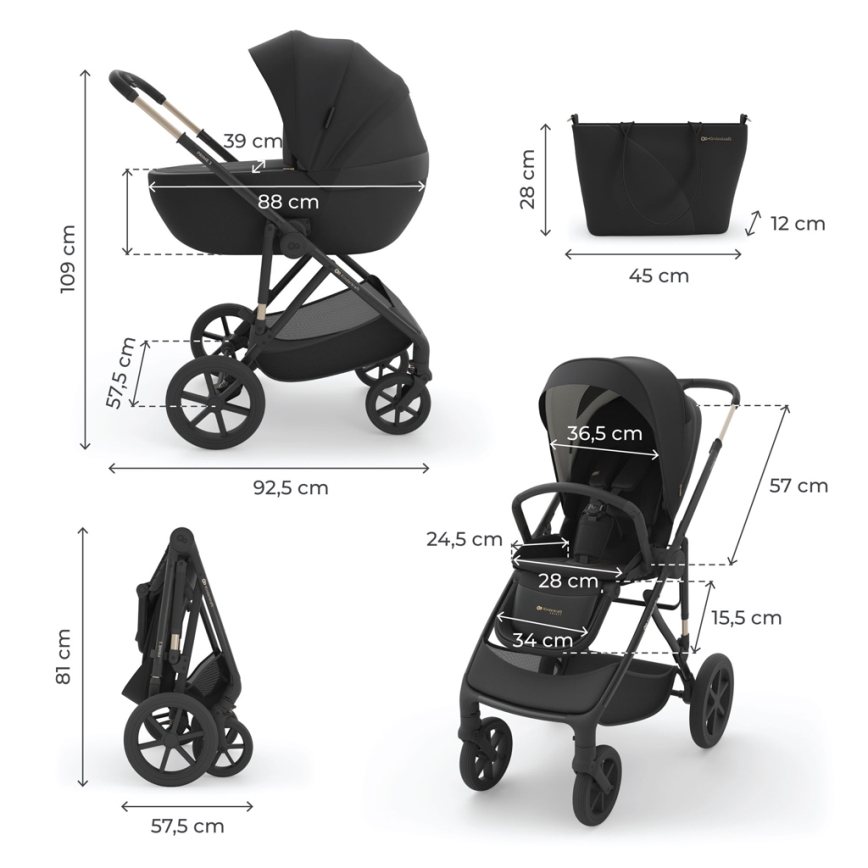 KINDERKRAFT - Passeggino combinato 3 in 1 PRIME 3 Venezian Nero