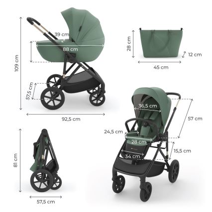 KINDERKRAFT - Passeggino combinato 3 in 1 PRIME 3 Verde scuro