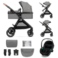 KINDERKRAFT - Passeggino combinato 3in1 ESME Moonlight grigio + seggiolino auto MINK PRO