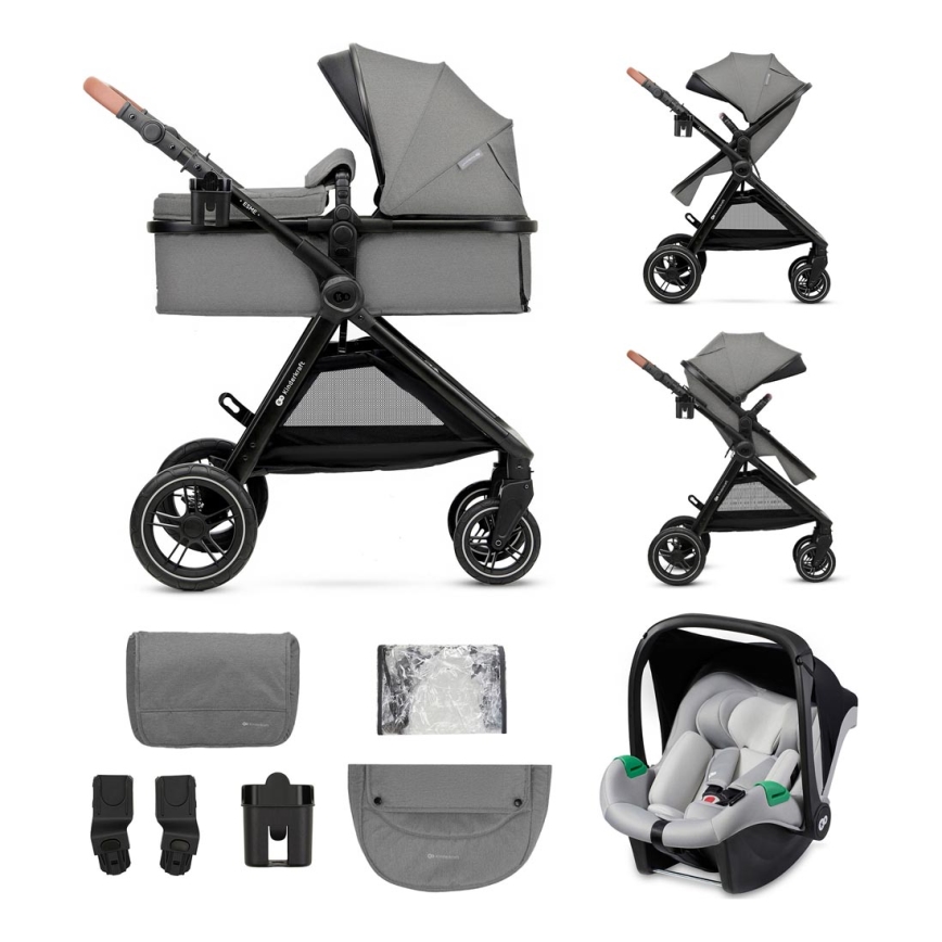KINDERKRAFT - Passeggino combinato 3in1 ESME Moonlight grigio + seggiolino auto MINK PRO