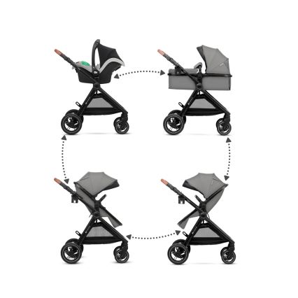 KINDERKRAFT - Passeggino combinato 3in1 ESME Moonlight grigio + seggiolino auto MINK PRO