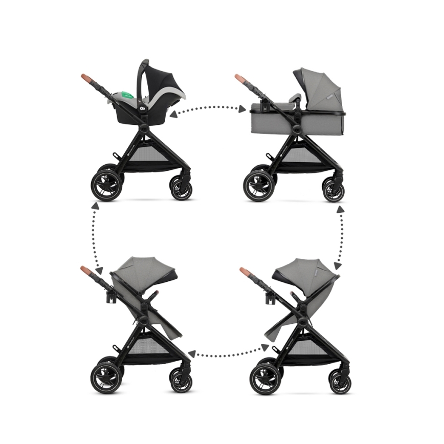 KINDERKRAFT - Passeggino combinato 3in1 ESME Moonlight grigio + seggiolino auto MINK PRO