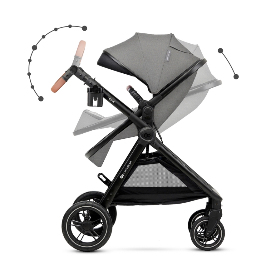 KINDERKRAFT - Passeggino combinato 3in1 ESME Moonlight grigio + seggiolino auto MINK PRO