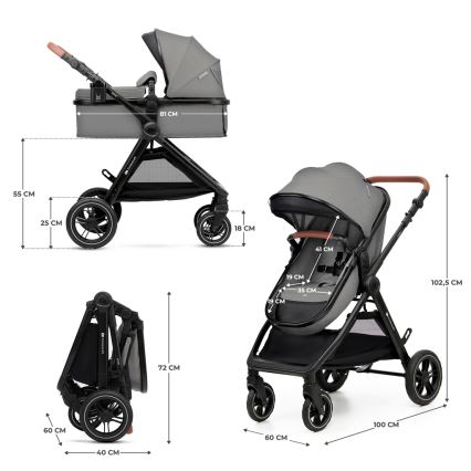 KINDERKRAFT - Passeggino combinato 3in1 ESME Moonlight grigio + seggiolino auto MINK PRO
