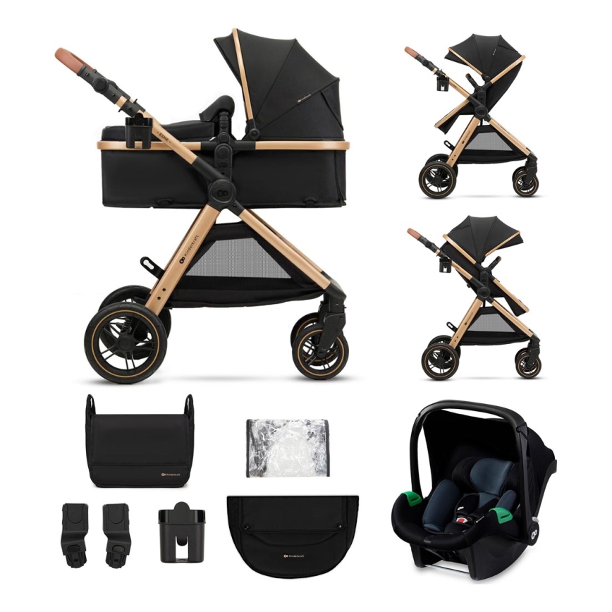 KINDERKRAFT - Passeggino combinato 3in1 ESME Pure nero + seggiolino auto MINK PRO