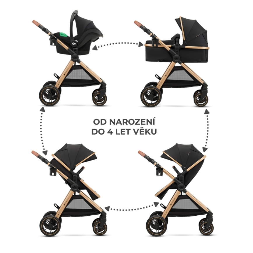 KINDERKRAFT - Passeggino combinato 3in1 ESME Pure nero + seggiolino auto MINK PRO