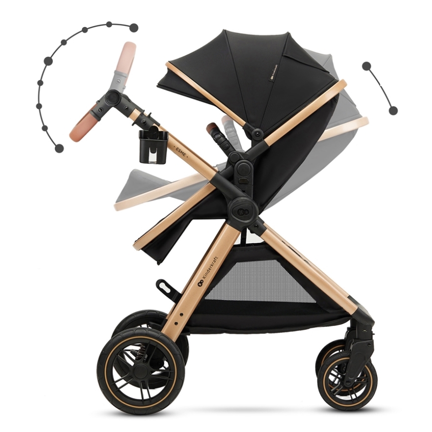 KINDERKRAFT - Passeggino combinato 3in1 ESME Pure nero + seggiolino auto MINK PRO