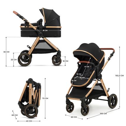 KINDERKRAFT - Passeggino combinato 3in1 ESME Pure nero + seggiolino auto MINK PRO