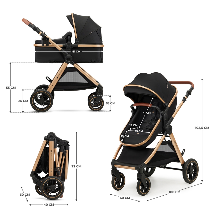 KINDERKRAFT - Passeggino combinato 3in1 ESME Pure nero + seggiolino auto MINK PRO