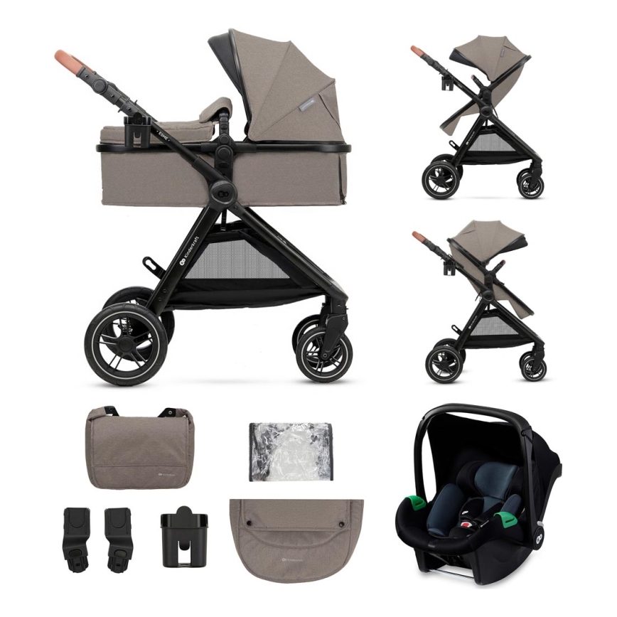 KINDERKRAFT - Passeggino combinato 3in1 ESME Sand beige + seggiolino auto MINK PRO