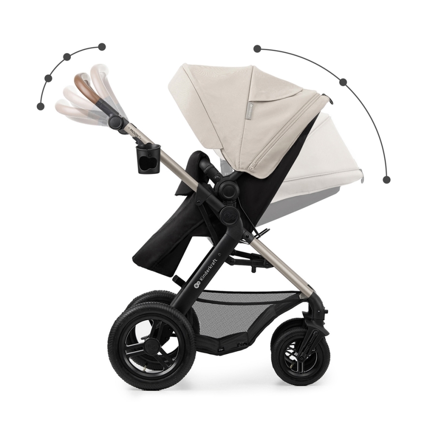 KINDERKRAFT - Passeggino combinato 3in1 MOOV 2 AIR Moonlight grigio + seggiolino auto MINK PRO
