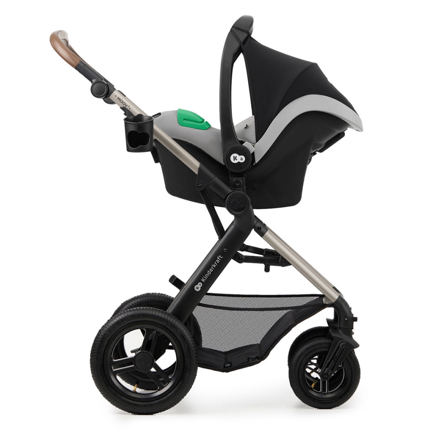 KINDERKRAFT - Passeggino combinato 3in1 MOOV 2 AIR Moonlight grigio + seggiolino auto MINK PRO