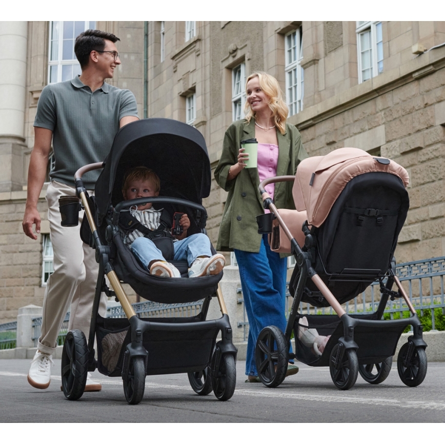 KINDERKRAFT - Passeggino combinato 3in1 MOOV 2 AIR Pure nero + seggiolino auto MINK PRO