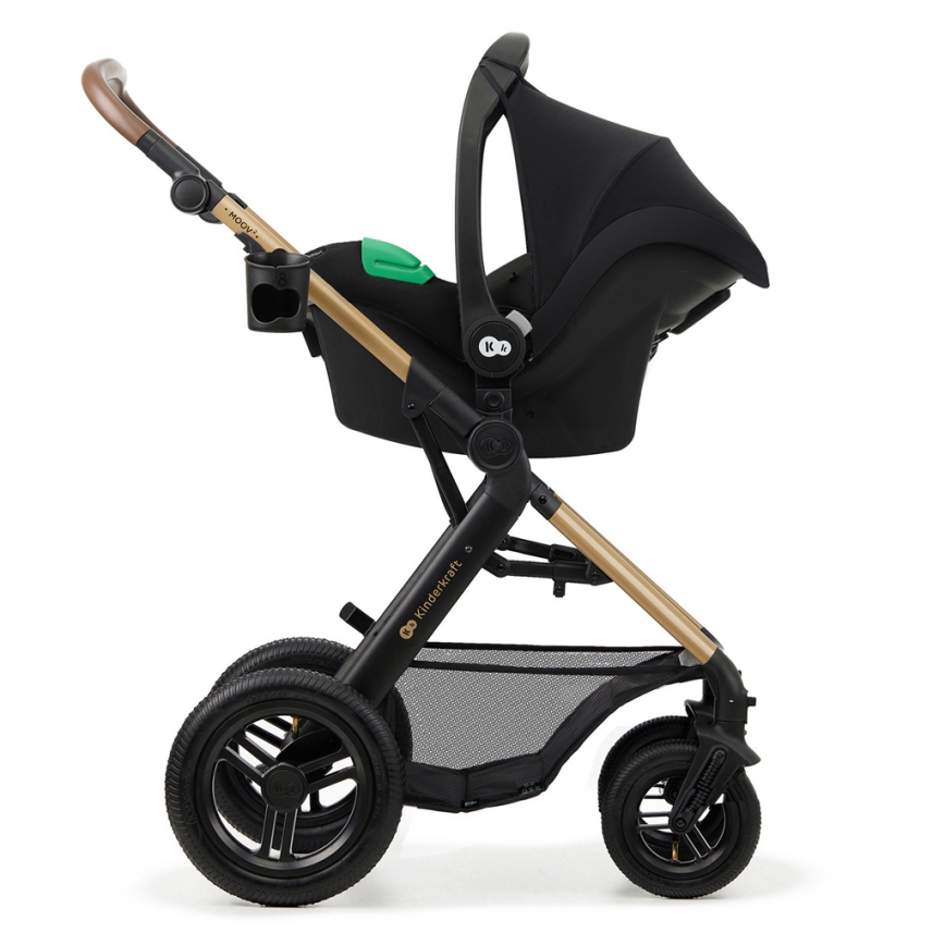 KINDERKRAFT - Passeggino combinato 3in1 MOOV 2 AIR Pure nero + seggiolino auto MINK PRO