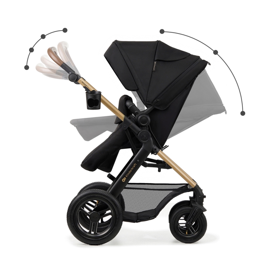 KINDERKRAFT - Passeggino combinato 3in1 MOOV 2 AIR Pure nero + seggiolino auto MINK PRO
