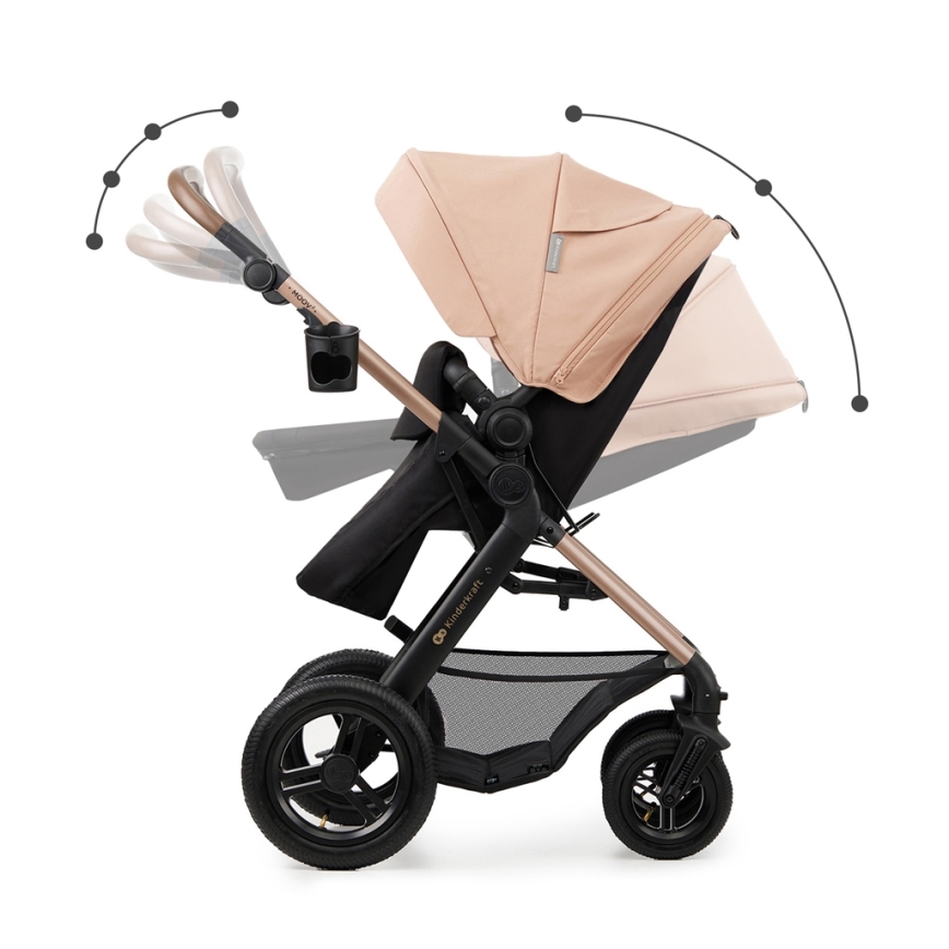 KINDERKRAFT - Passeggino combinato 3in1 MOOV 2 AIR Sand beige + seggiolino auto MINK PRO
