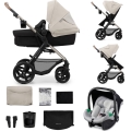 KINDERKRAFT - Passeggino combinato 3in1 MOOV 2 Moonlight grigio + seggiolino auto MINK PRO