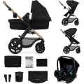 KINDERKRAFT - Passeggino combinato 3in1 MOOV 2 Pure nero + seggiolino auto MINK PRO