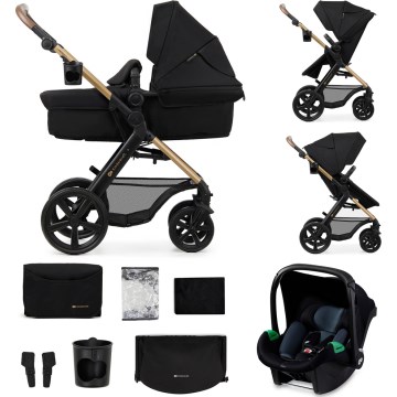 KINDERKRAFT - Passeggino combinato 3in1 MOOV 2 Pure nero + seggiolino auto MINK PRO