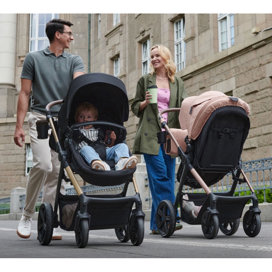 KINDERKRAFT - Passeggino combinato 3in1 MOOV 2 Pure nero + seggiolino auto MINK PRO