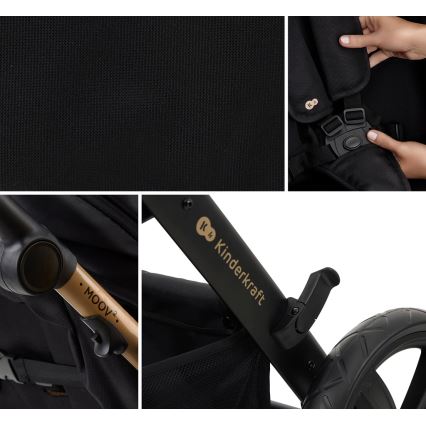 KINDERKRAFT - Passeggino combinato 3in1 MOOV 2 Pure nero + seggiolino auto MINK PRO
