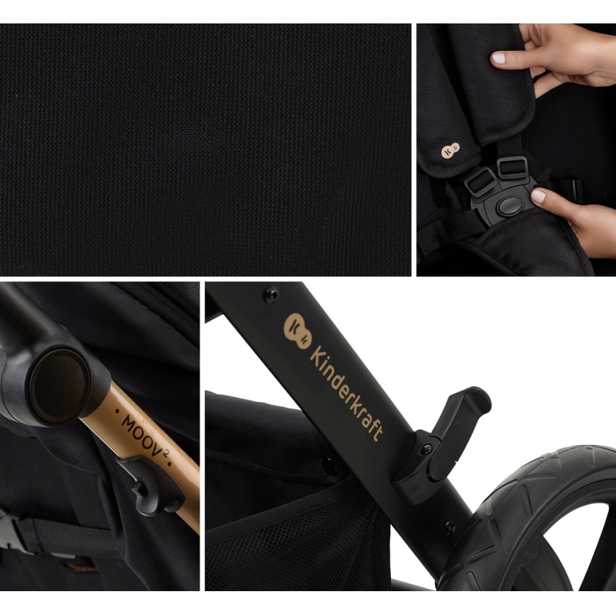 KINDERKRAFT - Passeggino combinato 3in1 MOOV 2 Pure nero + seggiolino auto MINK PRO