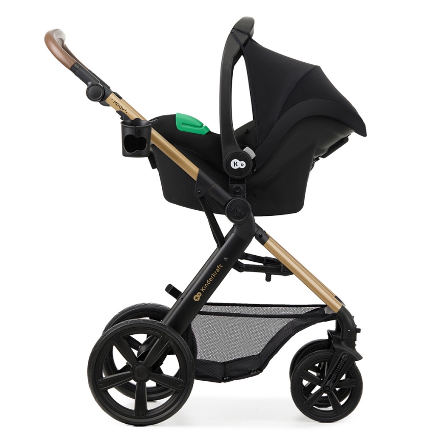 KINDERKRAFT - Passeggino combinato 3in1 MOOV 2 Pure nero + seggiolino auto MINK PRO