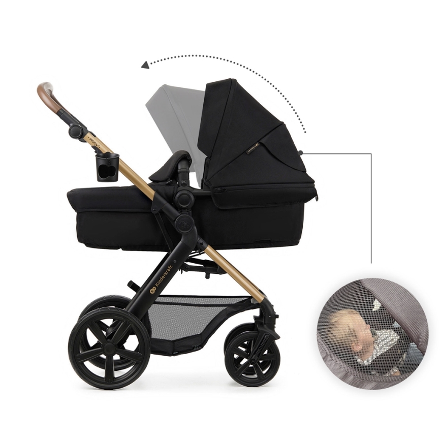 KINDERKRAFT - Passeggino combinato 3in1 MOOV 2 Pure nero + seggiolino auto MINK PRO