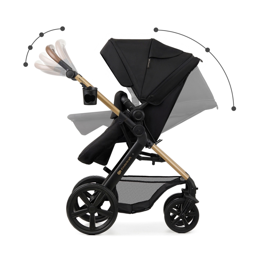 KINDERKRAFT - Passeggino combinato 3in1 MOOV 2 Pure nero + seggiolino auto MINK PRO