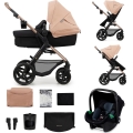 KINDERKRAFT - Passeggino combinato 3in1 MOOV 2 Sand beige + seggiolino auto MINK PRO