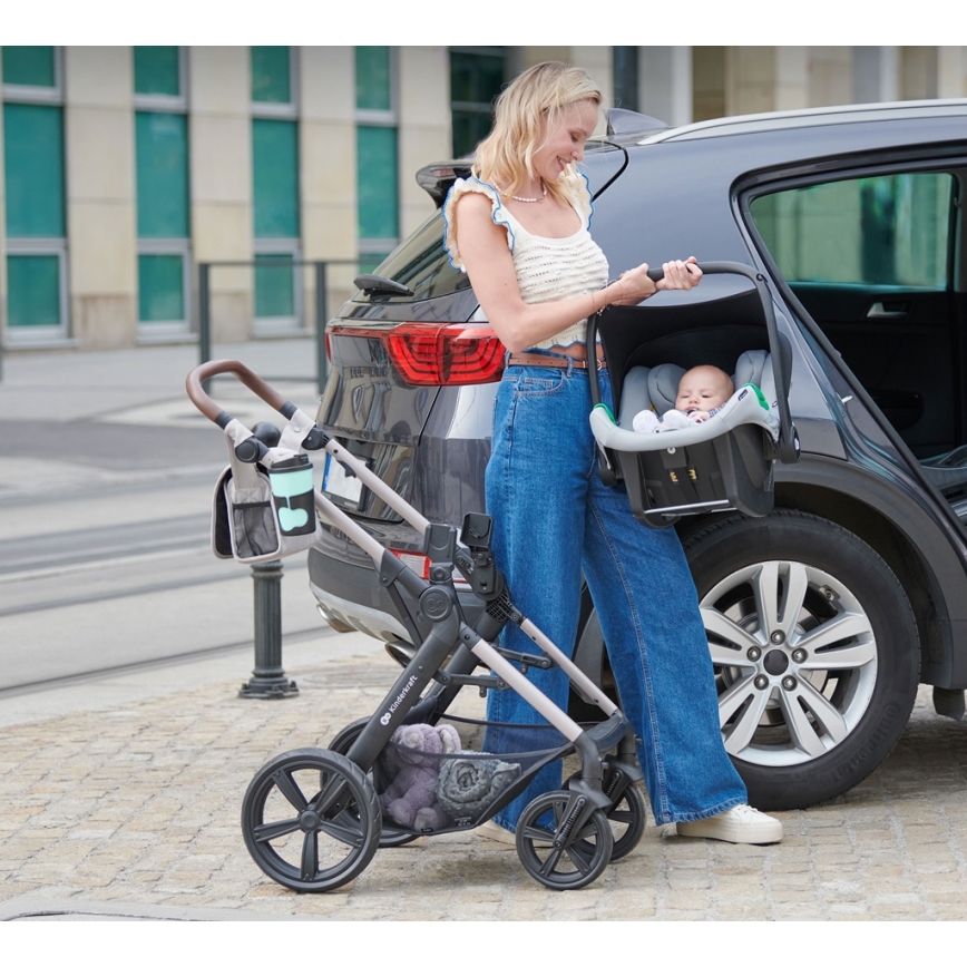 KINDERKRAFT - Passeggino combinato 3in1 MOOV 2 Sand beige + seggiolino auto MINK PRO