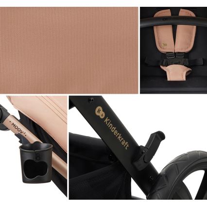 KINDERKRAFT - Passeggino combinato 3in1 MOOV 2 Sand beige + seggiolino auto MINK PRO