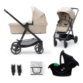 KINDERKRAFT - Passeggino combinato 3in1 NEWLY Sand beige + seggiolino auto MINK PRO