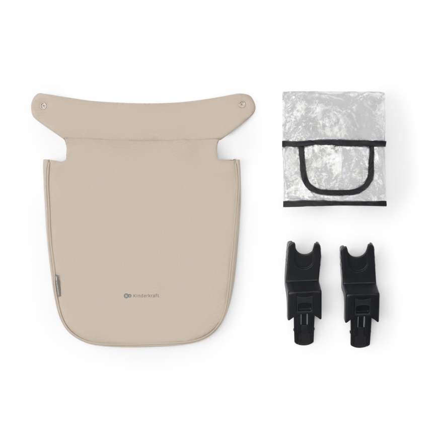 KINDERKRAFT - Passeggino combinato 3in1 NEWLY Sand beige + seggiolino auto MINK PRO