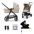 KINDERKRAFT - Passeggino combinato 4in1 NEWLY Classico beige + seggiolino auto MINK PRO con base ISOFIX