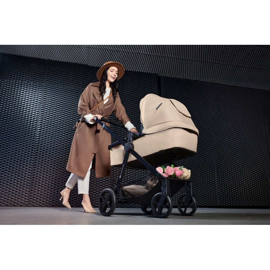 KINDERKRAFT - Passeggino combinato 4in1 NEWLY Classico beige + seggiolino auto MINK PRO con base ISOFIX