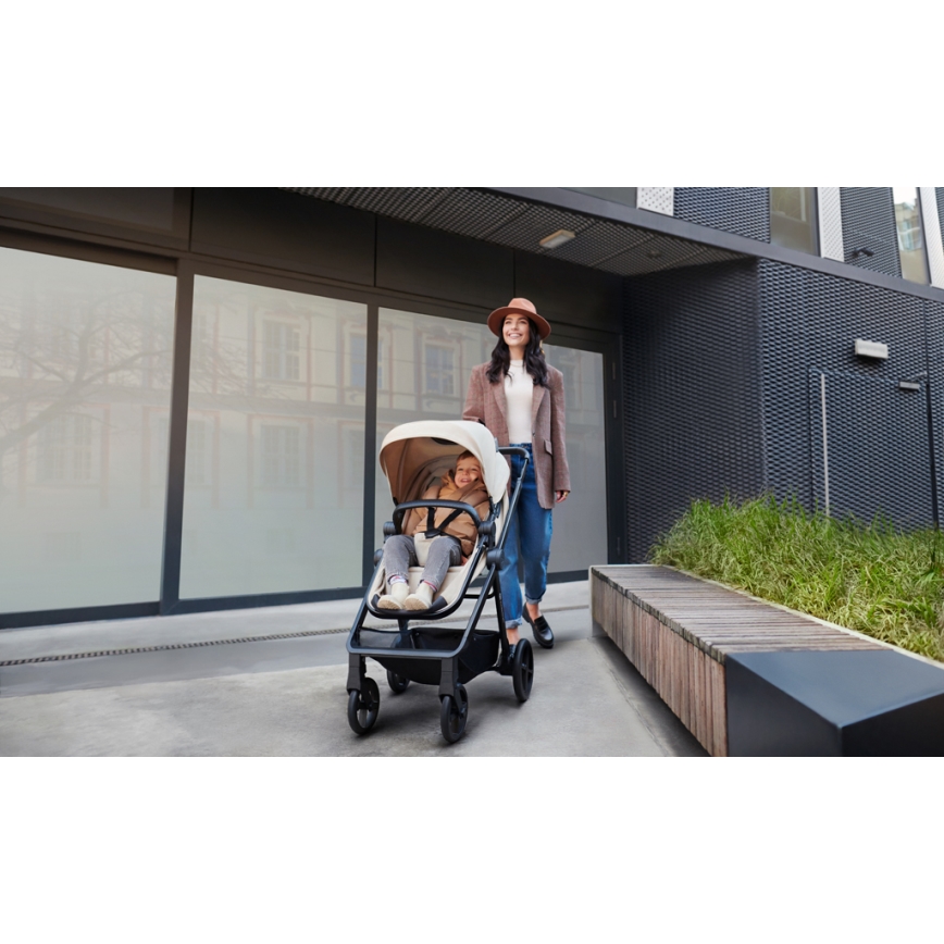 KINDERKRAFT - Passeggino combinato 4in1 NEWLY Classico beige + seggiolino auto MINK PRO con base ISOFIX