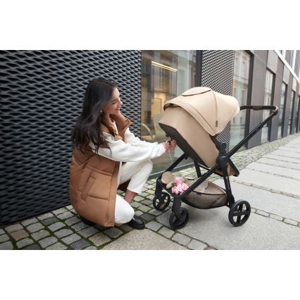 KINDERKRAFT - Passeggino combinato 4in1 NEWLY Classico beige + seggiolino auto MINK PRO con base ISOFIX